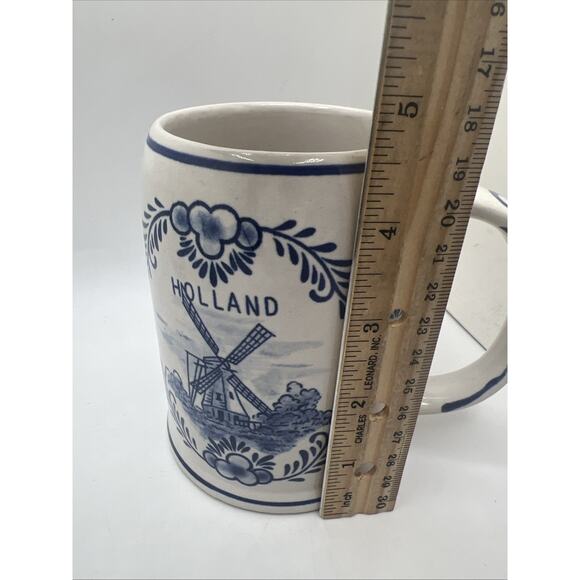 Delft Blue Ceramic Hand Painted Blue Mug/Stein Sailing Boat/ Windmill - Picture 3 of 6